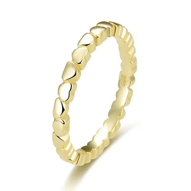 Beneto Anello in argento placcato oro con cuori AGG344-GOLD - Diametro: 62 mm donna