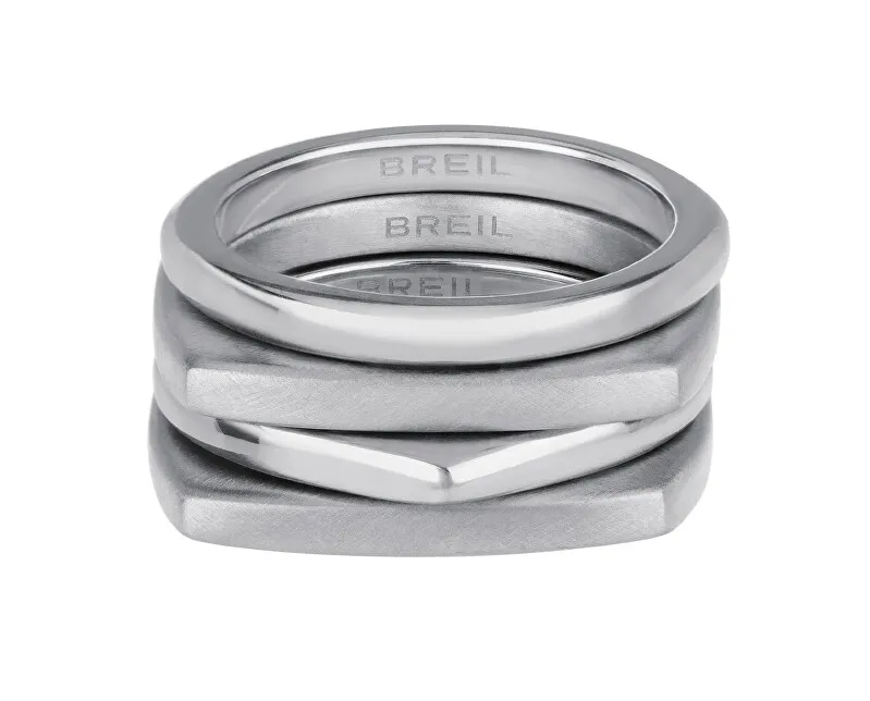 BREIL Modern set anelli in acciaio New Tetra TJ301 - Diametro: 56 mm donna