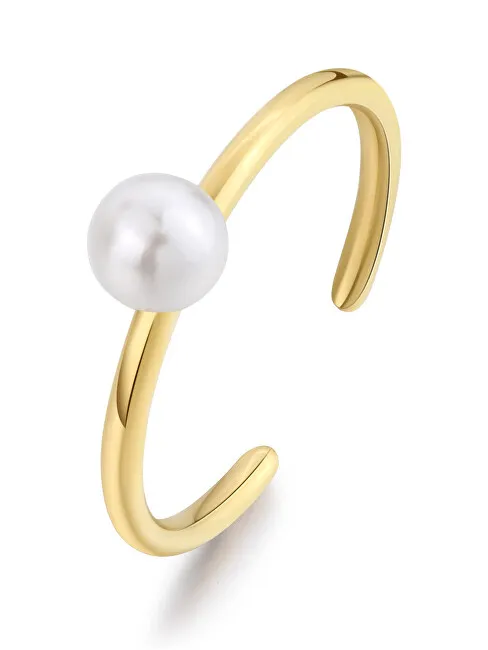 S'Agapõ Anello aperto placcato oro Wisdom SWI32 con perla artificiale donna