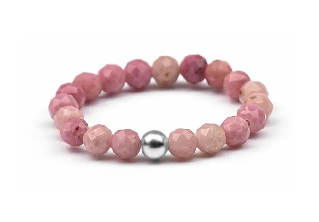 Agato Anello con perline e rodonite POL-R01 - Giro: 57 mm donna