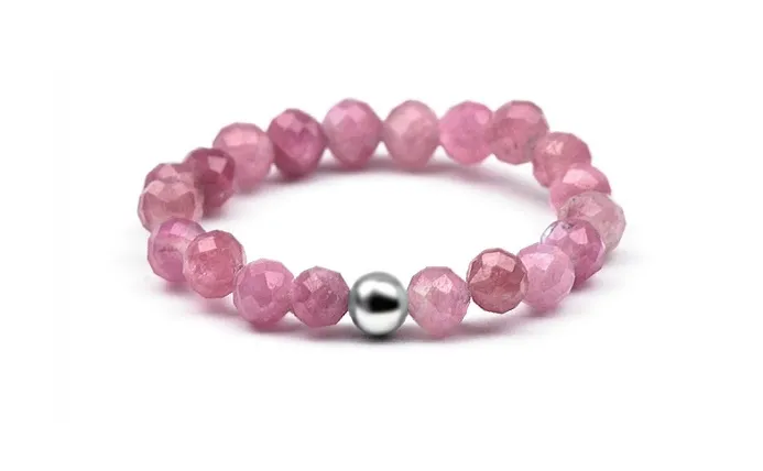 Agato Anello minerale con tormalina rosa POL-R19 - Diametro: 56 mm donna