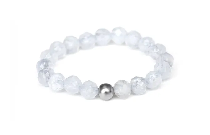 Agato Anello minerale con calcedonio POL-R17 - Diametro: 56 mm donna