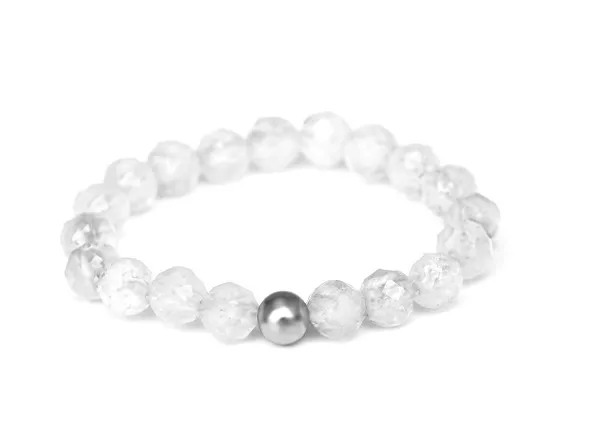 Agato Anello minerale con pietra di luna POL-R06 - Diametro: 57 mm donna