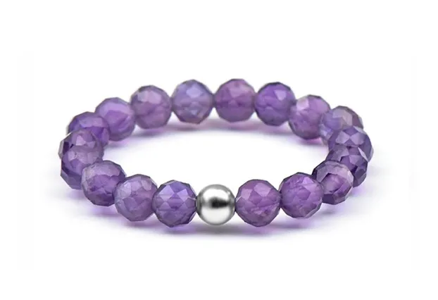 Agato Anello da donna minerale con ametista POL-R03 - Diametro: 57 mm donna