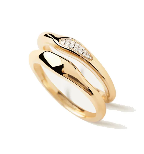 PDPAOLA Set di anelli placcati oro Onda Essentials AN01-C21 - Diametro: 48 mm donna