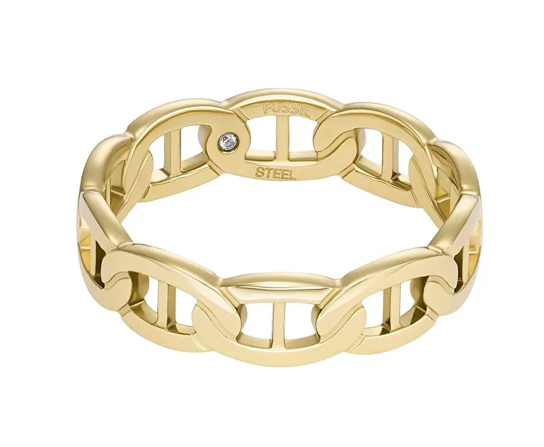 Fossil Anello placcato oro moda Heritage JF04782710 - Diametro: 52 mm donna