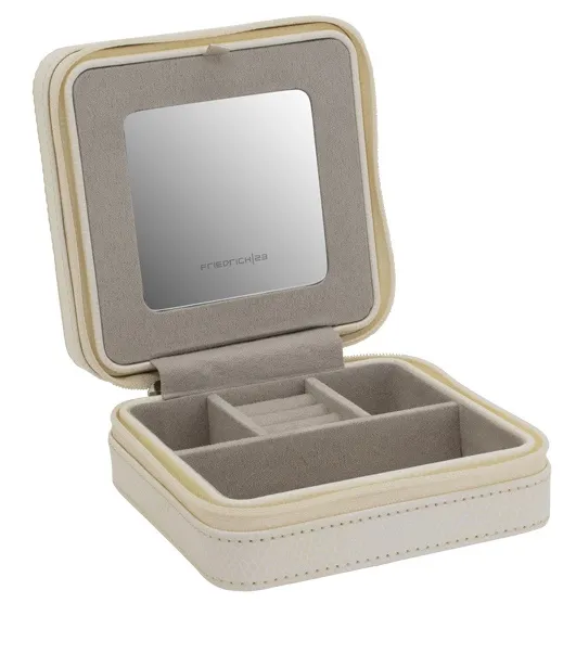 Friedrich Lederwaren Elegante portagioie da viaggio color crema Milano 20143-9 donna
