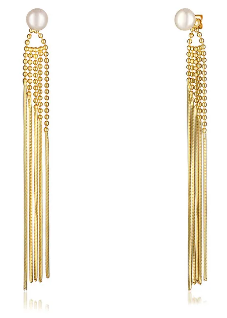 JwL Luxury Pearls Orecchini lunghi dorati 2 in 1 con perle vere JL0654 donna
