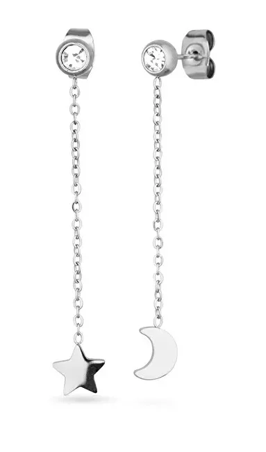 Vuch Orecchini lunghi asimmetrici in acciaio Infinity Silver donna