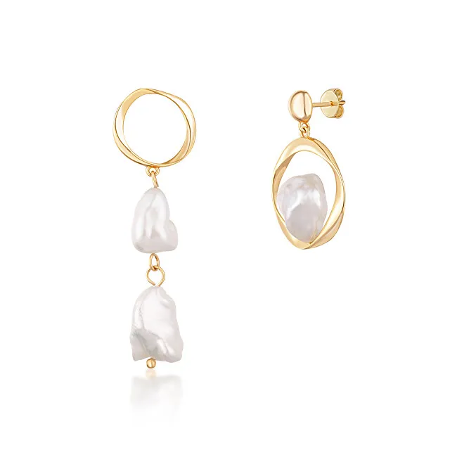 JwL Luxury Pearls Orecchini asimmetrici placcati oro con vere perle barocche JL0723 donna
