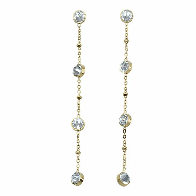CRYSTalp Orecchini lunghi in acciaio con cristalli 42158.EG donna