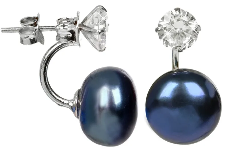 JwL Luxury Pearls Orecchini in argento con vera perla blu e cristallo 2in1 JL0225 donna