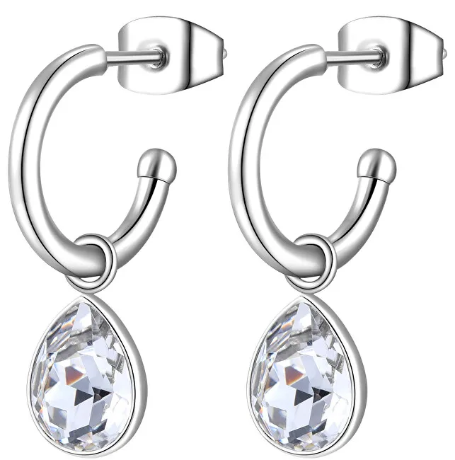 S'Agapõ Orecchini rotondi con cristalli trasparenti 2in1 Lucky Light SKT21 donna