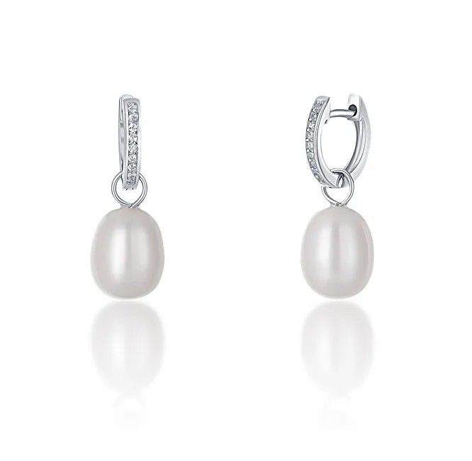 JwL Luxury Pearls Orecchini rotondi in argento con vera perla e zirconi della duchessa Kate 3 in 1 JL0685 donna
