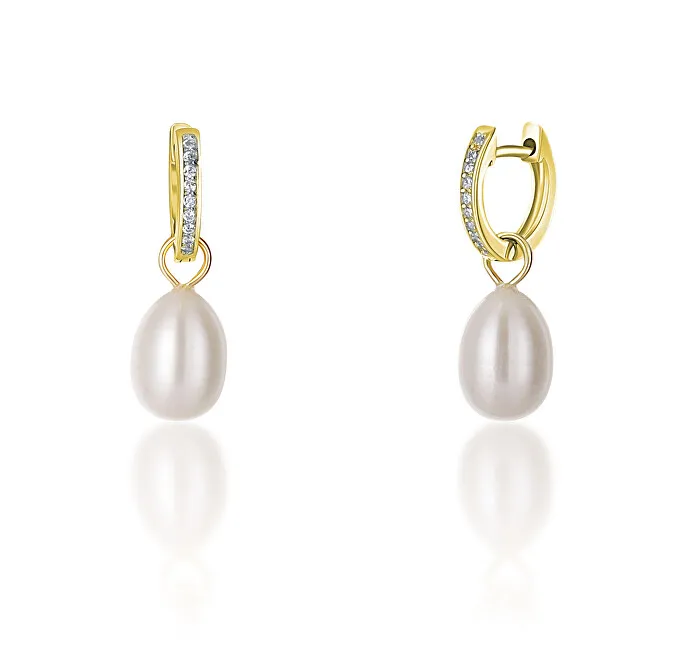 JwL Luxury Pearls Orecchini placcati oro in stile Duchessa Kate con vera perla e zirconi 3 in 1 JL0686 donna