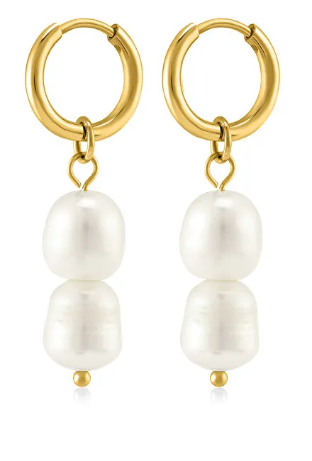 Troli Orecchini placcati in oro con perle vere 2 in 1 VAAJDE201861G donna