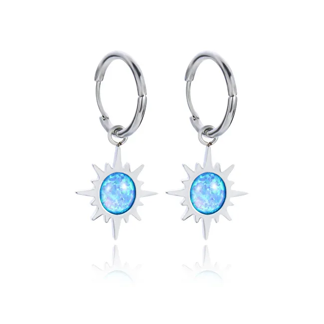 Troli Orecchini in acciaio con opali sintetici blu 2in1 donna