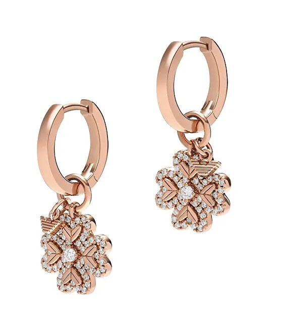 Emporio Armani Orecchini 2 in 1 placcati oro Quadrifoglio con zirconi EG3610221 donna