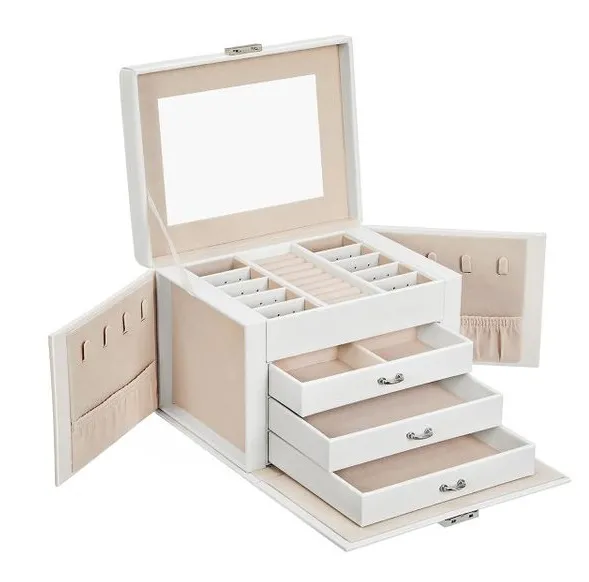 Troli Elegante portagioie bianco con specchio donna