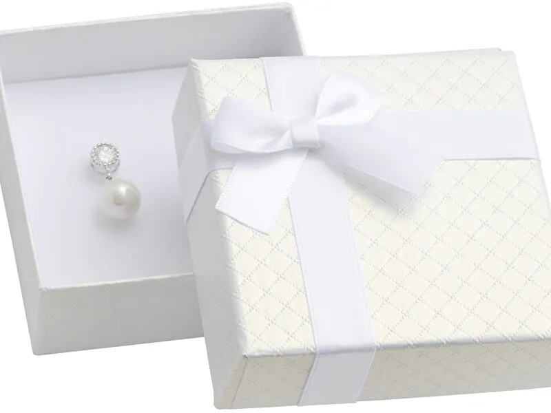 JK Box Scatola regalo bianca per set di gioielli con nastro AT-5 / A1 donna