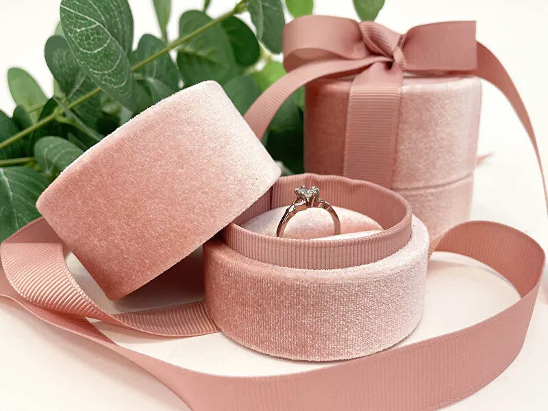 JK Box Scatola regalo con anello con nastro rosa LTR-3/P/A5 donna