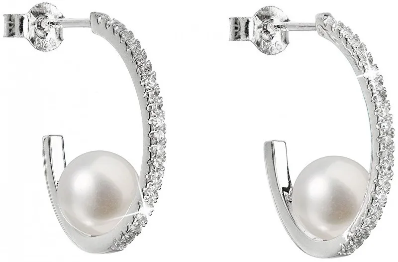 Evolution Group Orecchini a cerchio in argento con perle Pavona autentiche 21019.1M donna