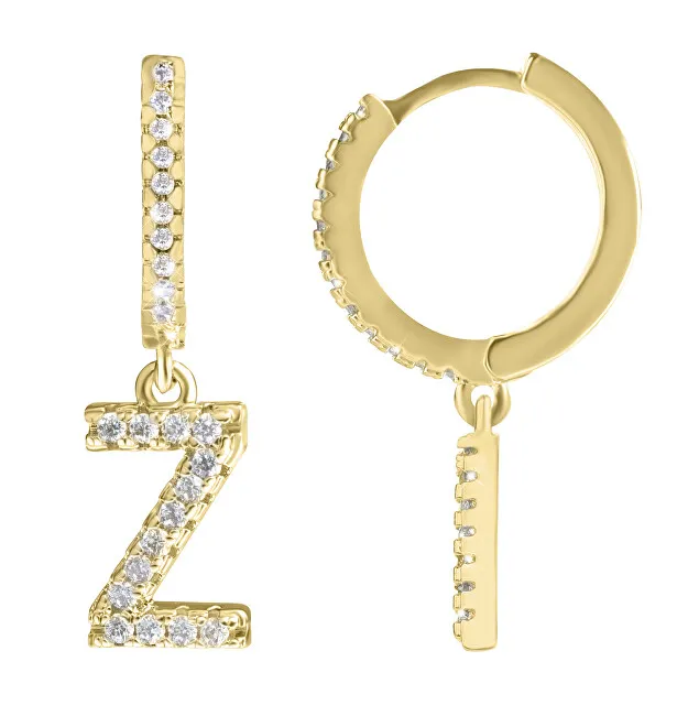 Troli Orecchini singoli rotondi placcati oro "Z" con zirconi donna