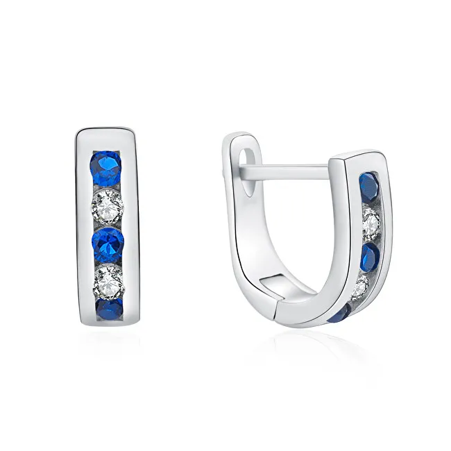 MOISS Eleganti orecchini in argento con zirconi trasparenti e blu E0000207 donna