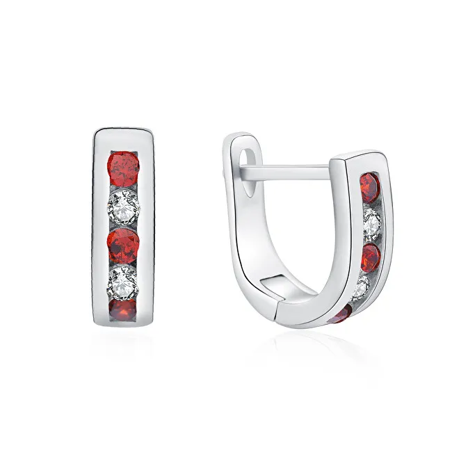 MOISS Eleganti orecchini in argento con zirconi trasparenti e rossi E0000177 donna