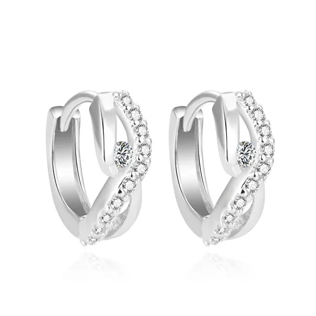 Beneto Orecchini rotondi lucidi in argento con zirconi AGUC2126L donna
