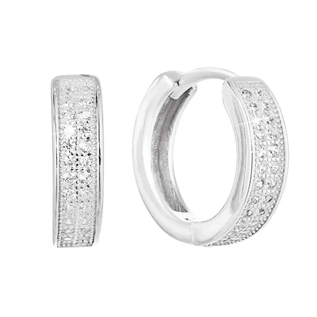Evolution Group Orecchini rotondi in argento con trasparente zirconi 11317.1 donna