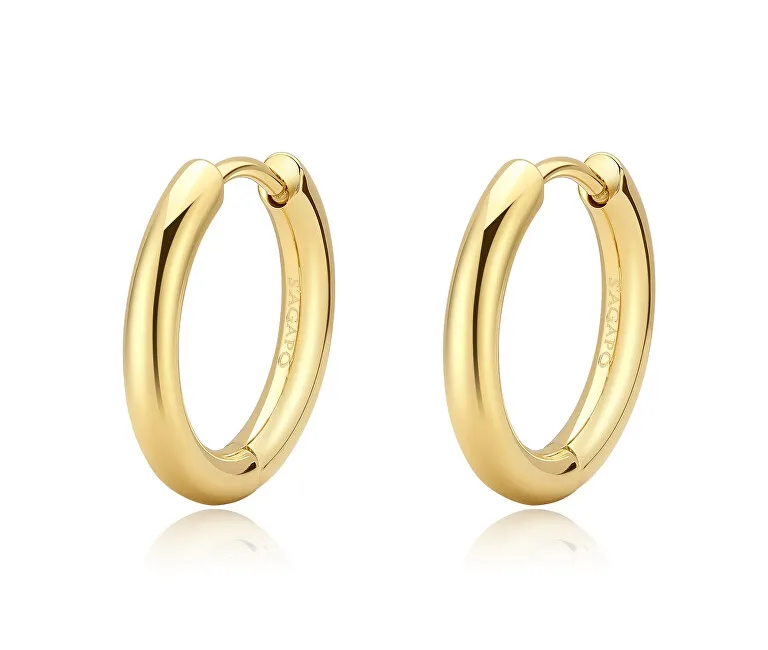 S'Agapõ Orecchini a cerchio minimalisti in acciaio placcato oro SHK70 donna