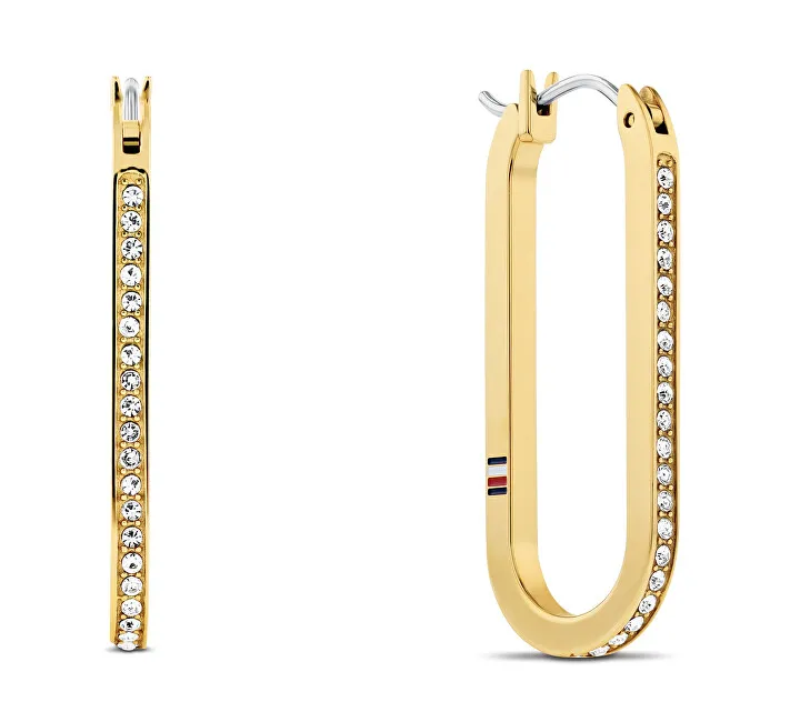 Tommy Hilfiger Orecchini ovali placcati oro con cristilla Dog Tag 2780866 donna