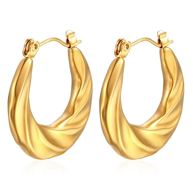 Troli Deliziosi orecchini placcati in oro con design ondulato da donna