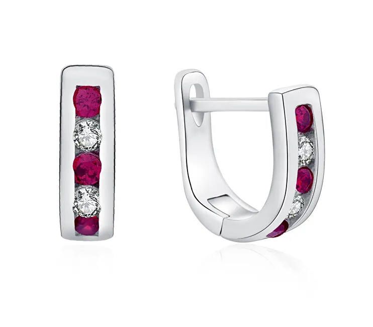 MOISS Eleganti orecchini in argento con zirconi trasparenti e fucsia E0000177 donna