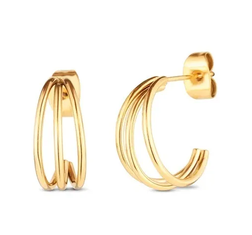 Vuch Eleganti orecchini a cerchio in acciaio placcato oro Elegy Gold donna