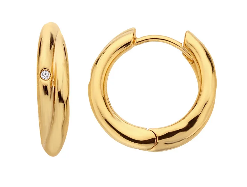 Hot Diamonds Orecchini a cerchio placcati oro con diamanti Jac Jossa Soul DE812 donna
