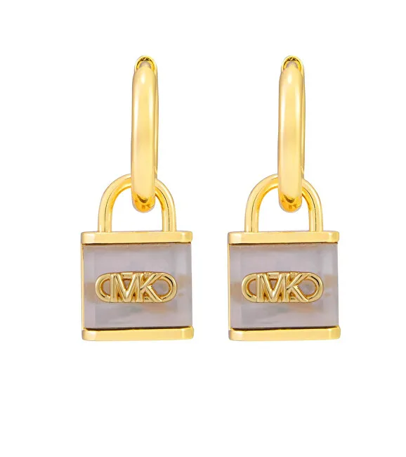 Michael Kors Orecchini a cerchio Kors Lock placcati oro con perla MKC1743TN710 donna