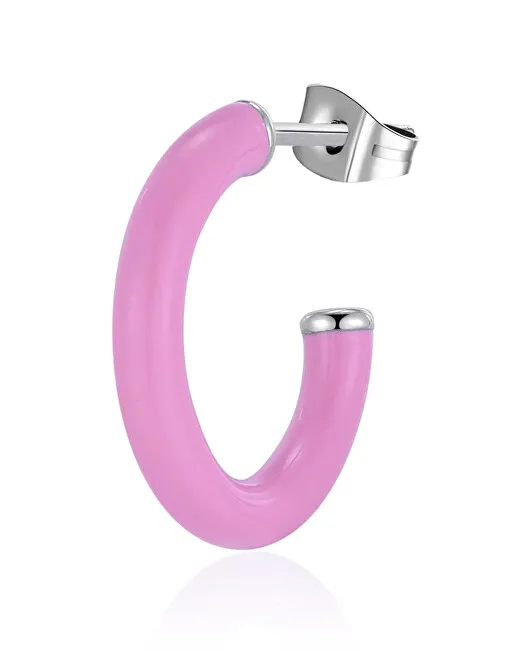 S'Agapõ Orecchino singolo rotondo con smalto rosa Vibes SVB42 donna