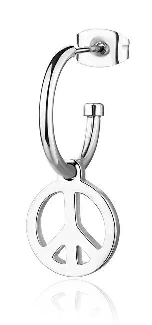 S'Agapõ Orecchino singolo in acciaio con simbolo della pace Smile SSM022 donna