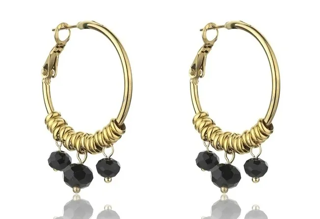 Marc Malone Orecchini a cerchio placcati oro Zoey Black Orecchini MCE23010G donna