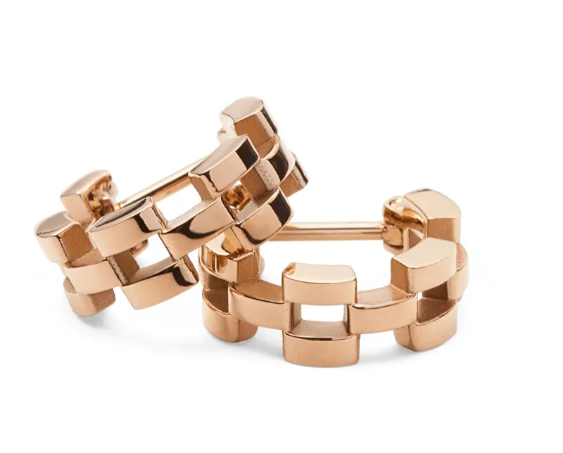 Daniel Wellington Moderni orecchini a cerchio in acciaio placcato oro 3-Link DW00400959 donna