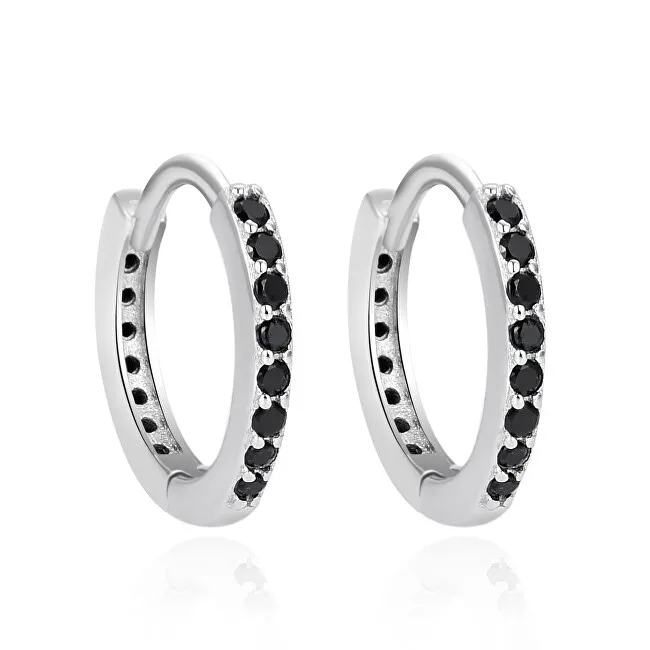 Agato Orecchini a cerchio in argento con zirconi neri AGT-E234KBK donna