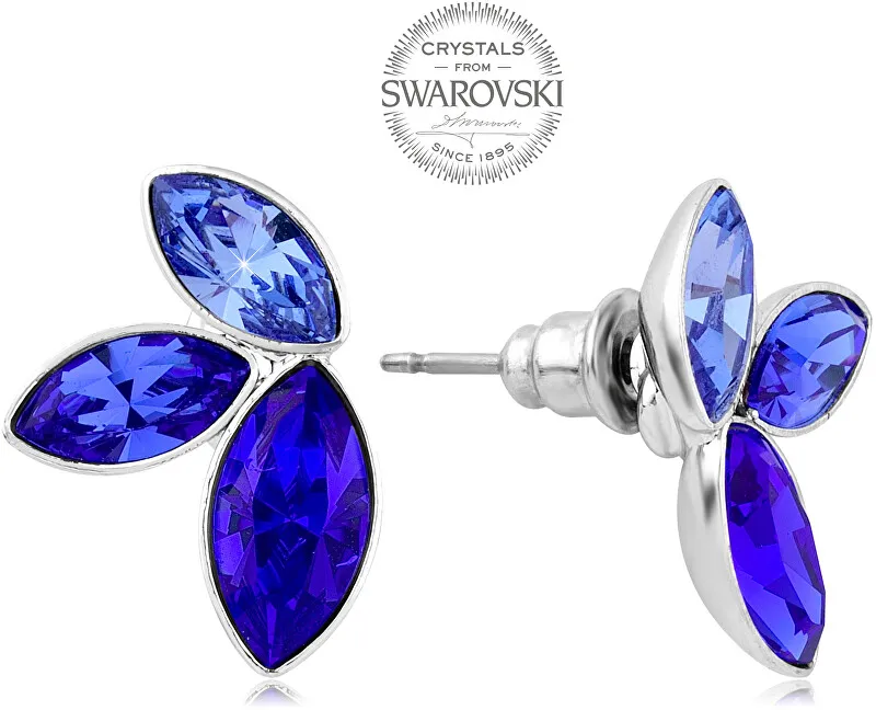 Levien Orecchini con tre cristilla Navette blu donna