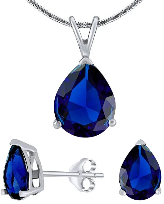 Silvego Set in argento con cristallo blu scuro JJJS4TM5 (orecchini, pendente) donna