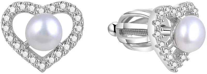 Beneto Orecchini a cuore in argento con vera perla AGUP1659PS donna