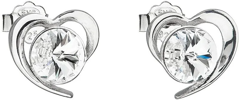 Evolution Group Orecchini in argento con cuore bianco Swarovski 31259.1 donna