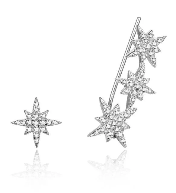 Beneto Orecchini asimmetrici in argento con stella in zirconi AGUPV1984 donna