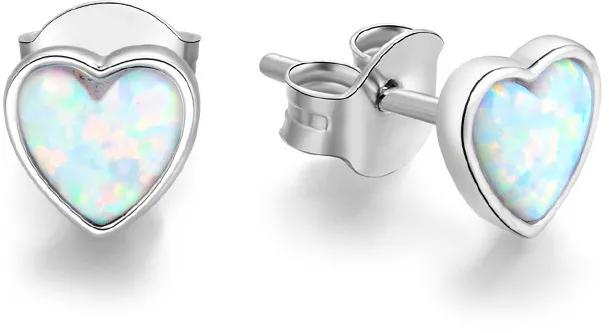 Beneto Orecchini in argento a forma di cuore con cristilla opalescenti AGUP1185 donna