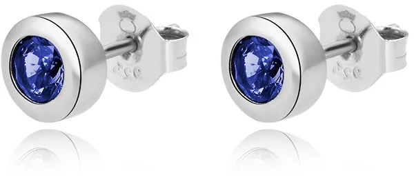 Beneto Delicati orecchini a bottone in argento con zirconi blu AGUP2259-BLUE donna